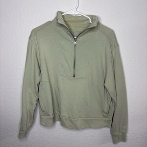 Everlane Half-Zip Pullover Sweater in Sage Green